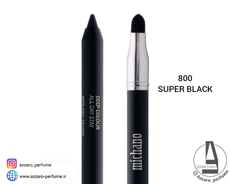 مداد چشم رنگی دو سر میچانو MICHANO Eye Pencil رنگ super black شماره 800_فروشگاه اینترنتی آرایشی بهداشتی آزارو در شیراز