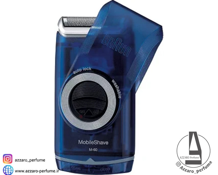 ماشین اصلاح صورت براون مدل MobileShave M-60 رنگ آبی شفاف