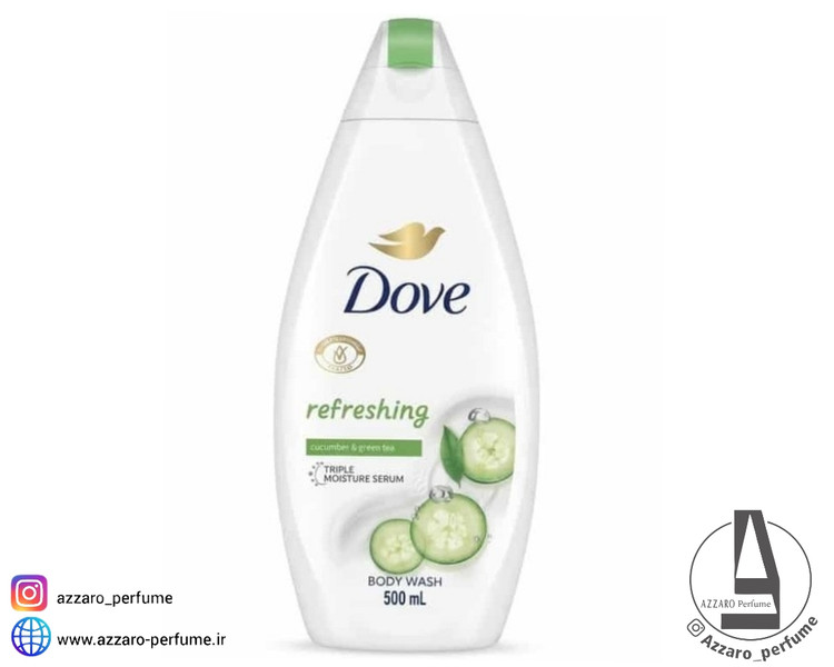 شامپو بدن داو Dove مدل refreshing رایحه خیار و چای سبز حجم 500 میل_فروشگاه اینترنتی آرایشی بهداشتی آزارو در شیراز